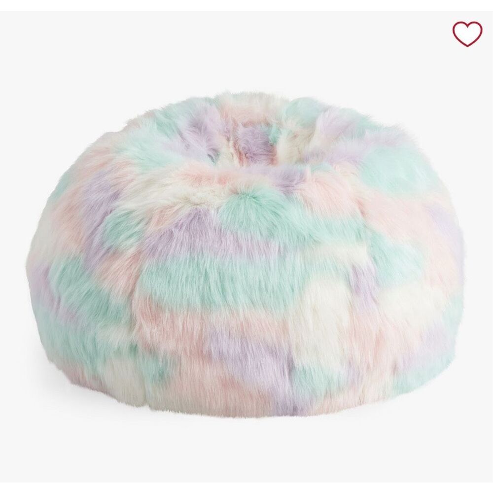Pottery Barn Teen Large Unicorn Faux Fur Bean Bag Chair Slipcover Only